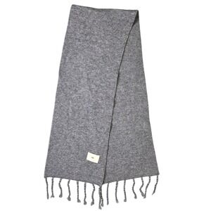 Egg Knit Scarf Twist Fray Edges Unisex OS Dark Gray Cozy Warm Minimalist